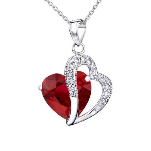 5,60 ct Rubin im Herzschliff mit echten Diamanten-Anhänger-Halskette WG 14 K