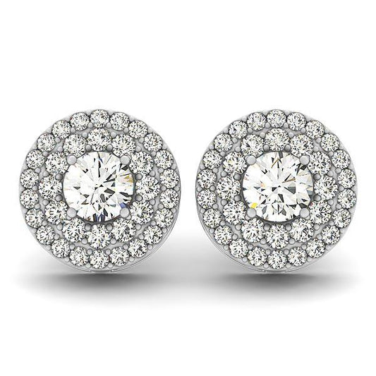 5,70 Karat funkelnde runde Pave Echt Diamants Lady Stud Halo Ohrringe