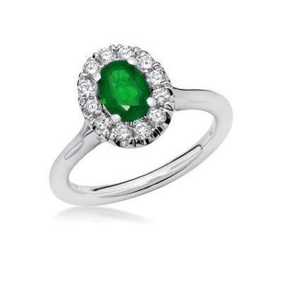 5,90 Karat Grün Smaragd Und Diamanten Ehering Weißgold 14K