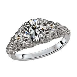 Antik Brautring – Brillant 3 Karat 14K Weißgold