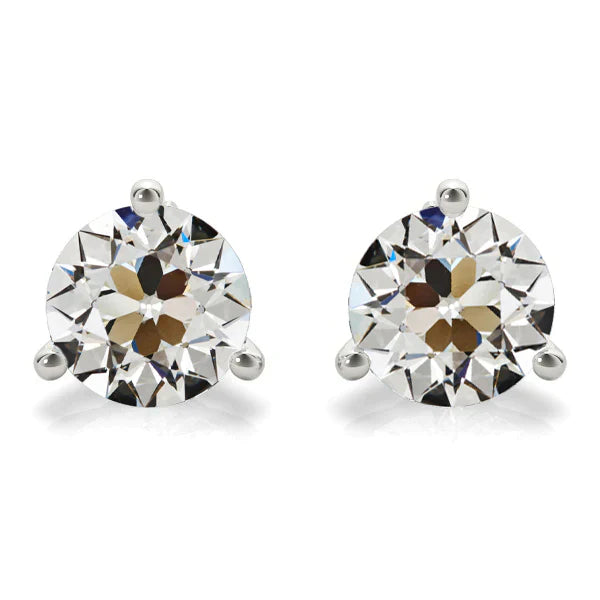 Edler Diamant Antik-Kissen-Schliff Ohrstecker in 14K Weißgold – Hauptansicht