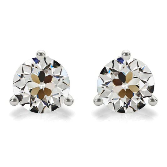 Edler Diamant Antik-Kissen-Schliff Ohrstecker in 14K Weißgold – Hauptansicht