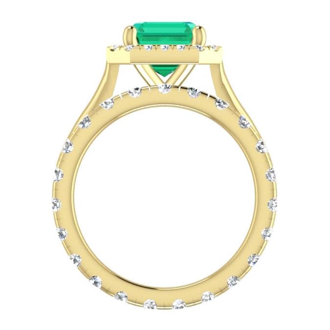 5 Karat Halo Grüner Smaragd Ring Set