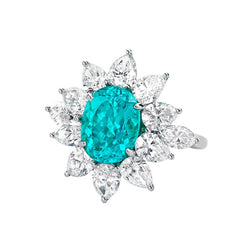 5 Karat Paraiba-Turmalin-Ring mit birnenförmigem Halo