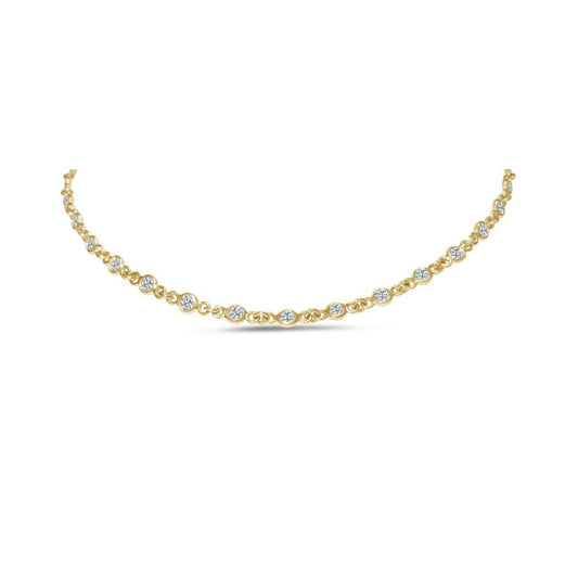 5.00 Karat Rundschliff Echt Diamanten Lünette Stil Halskette 14K Gold Gelb
