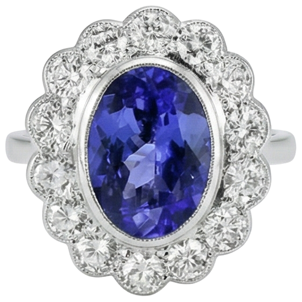 echter oval diamant 3.40Karat ring Seitenansicht