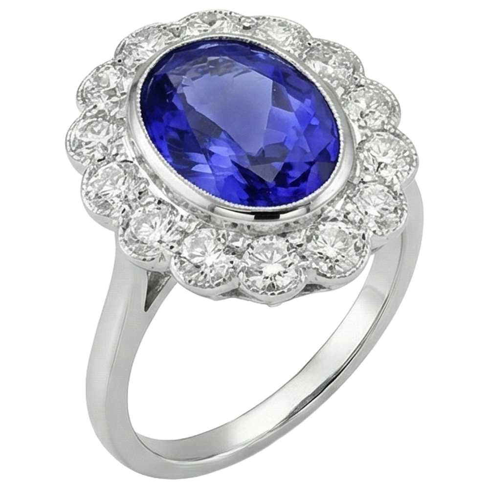 echter oval diamant 3.40Karat ring Detailansicht