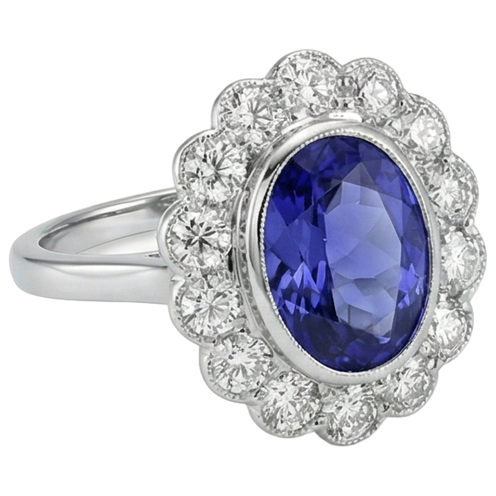 echter oval diamant 3.40Karat ring Draufsicht