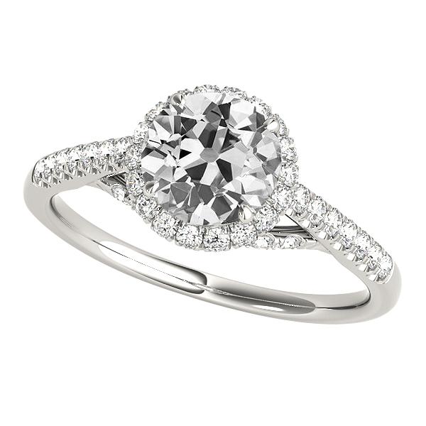 5.25 Karat Halo Verlobungsring Runder Altschliff Echt Diamant Split Shank