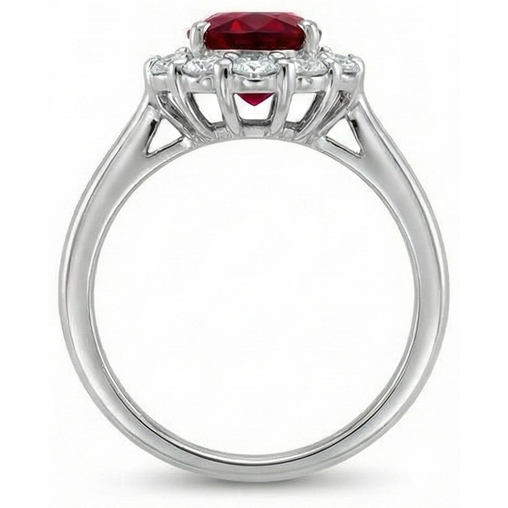 5,25 Karat Rubin mit Halo Aus der Erde Abgebauter Natürlicher Diamant Ehering Weißgold 14K