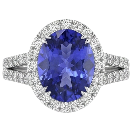 echter oval tansanit 4.75Karat ring Seitenansicht