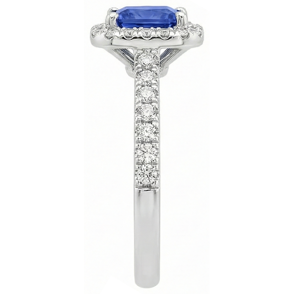 5,30 Karat Tansanit mit Aus der Erde Abgebauter Natürlicher Diamanten Ring 14K Weißgold