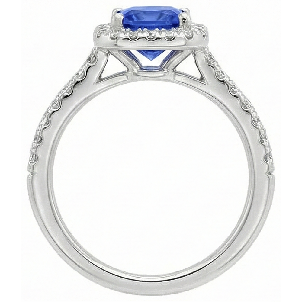 5,30 Karat Tansanit mit Aus der Erde Abgebauter Natürlicher Diamanten Ring 14K Weißgold