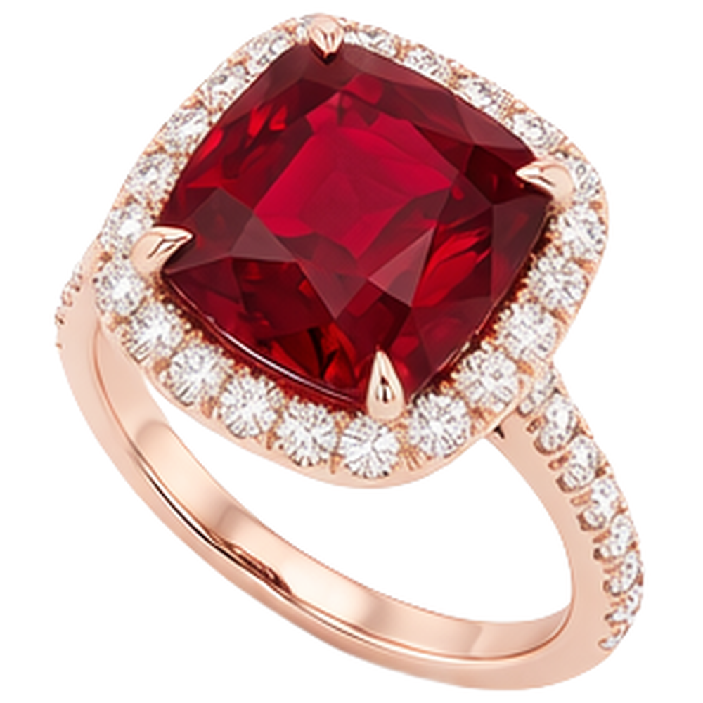 echter round rubin 5.35Karat ring Seitenansicht