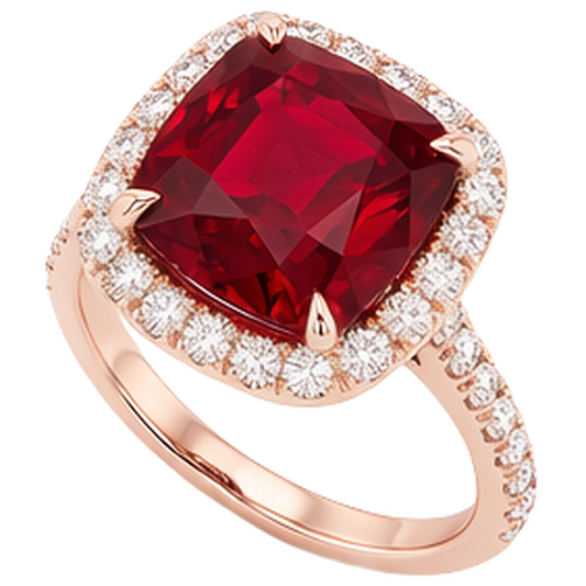 echter round rubin 5.35Karat ring Seitenansicht