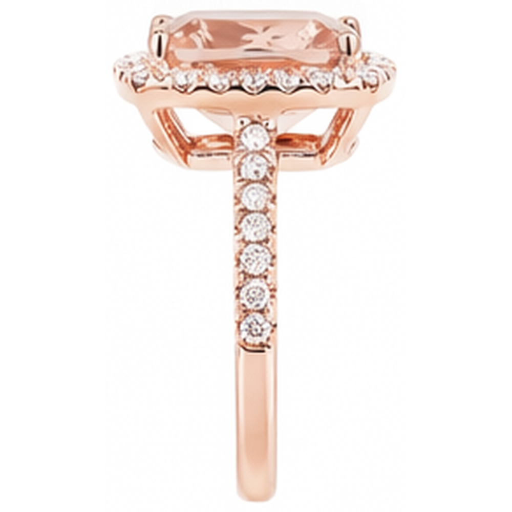 5,45 ct Morganit Fancy Ring mit kleinen Aus der Erde Abgebauter Natürlicher Diamanten 14K Roségold
