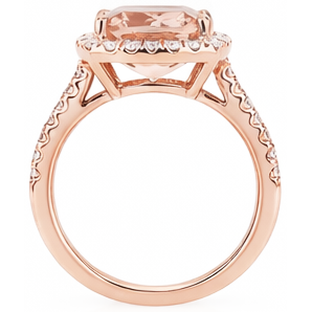 5,45 ct Morganit Fancy Ring mit kleinen Aus der Erde Abgebauter Natürlicher Diamanten 14K Roségold
