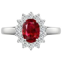5,5 Karat Ovalschliff Rubin Aus der Erde Abgebauter Natürlicher Diamant Ring Weißgold Lady Schmuck