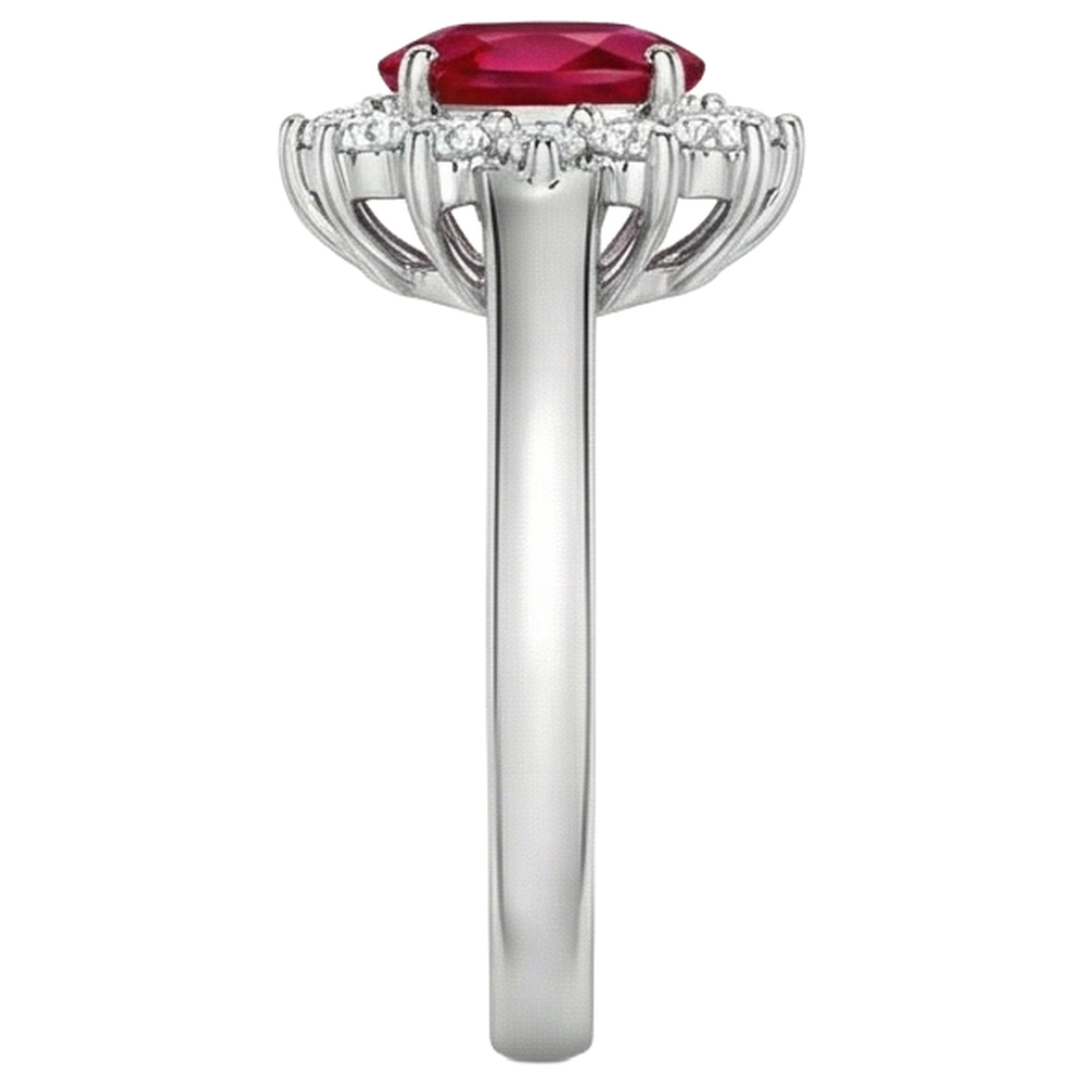 5,5 Karat Ovalschliff Rubin Aus der Erde Abgebauter Natürlicher Diamant Ring Weißgold Lady Schmuck