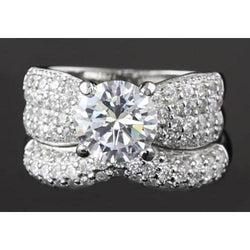 5.50 Karat  Echt Aus der Erde Abgebauter Natürlicher Diamant Band Jubiläums-Verlobungsring-Set Weißgold 14K