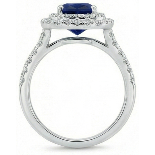 5,50 Karat Sri Lanka Saphir und Aus der Erde Abgebauter Natürlicher Diamanten Ring Weißgold 14K