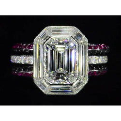5.50 Karat einzigartiger Smaragd-Echt-Aus der Erde Abgebauter Natürlicher Diamant-Jubiläumsring