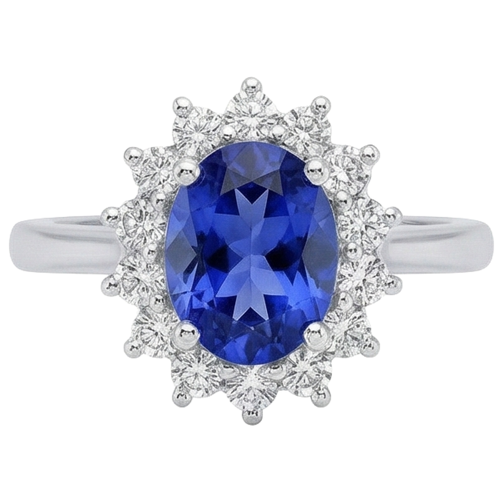 echter oval tansanit 5.60Karat ring Seitenansicht