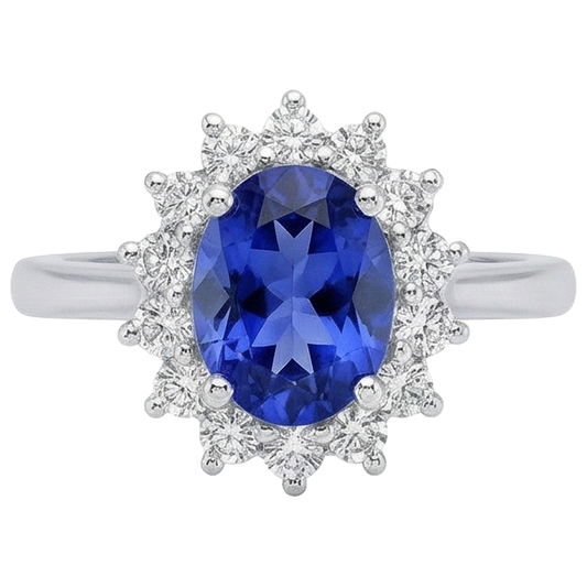 echter oval tansanit 5.60Karat ring Seitenansicht