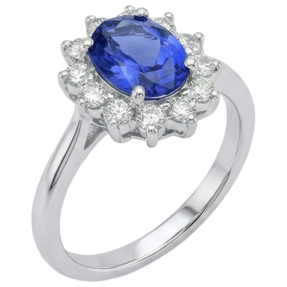 echter oval tansanit 5.60Karat ring Draufsicht