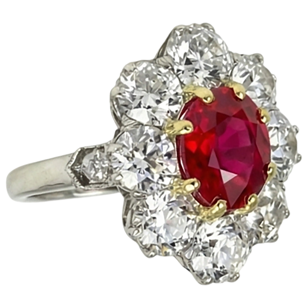echter oval rubin 5.75Karat ring Seitenansicht