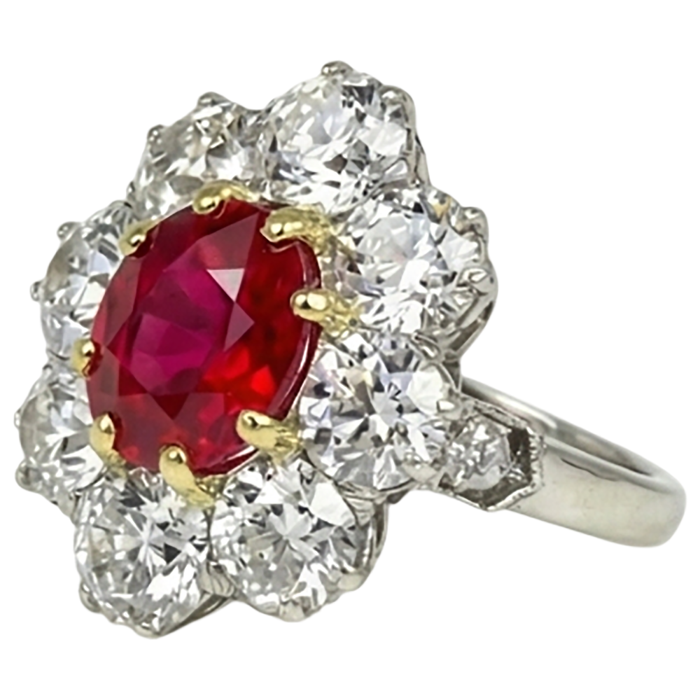 echter oval rubin 5.75Karat ring Detailansicht