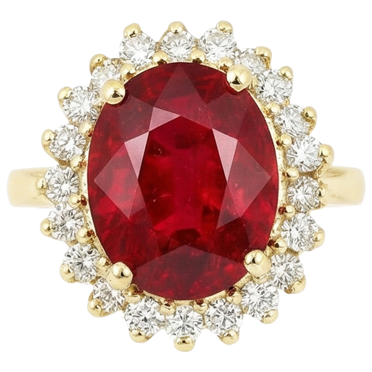 echter oval rubin 5.75Karat ring Vorderansicht