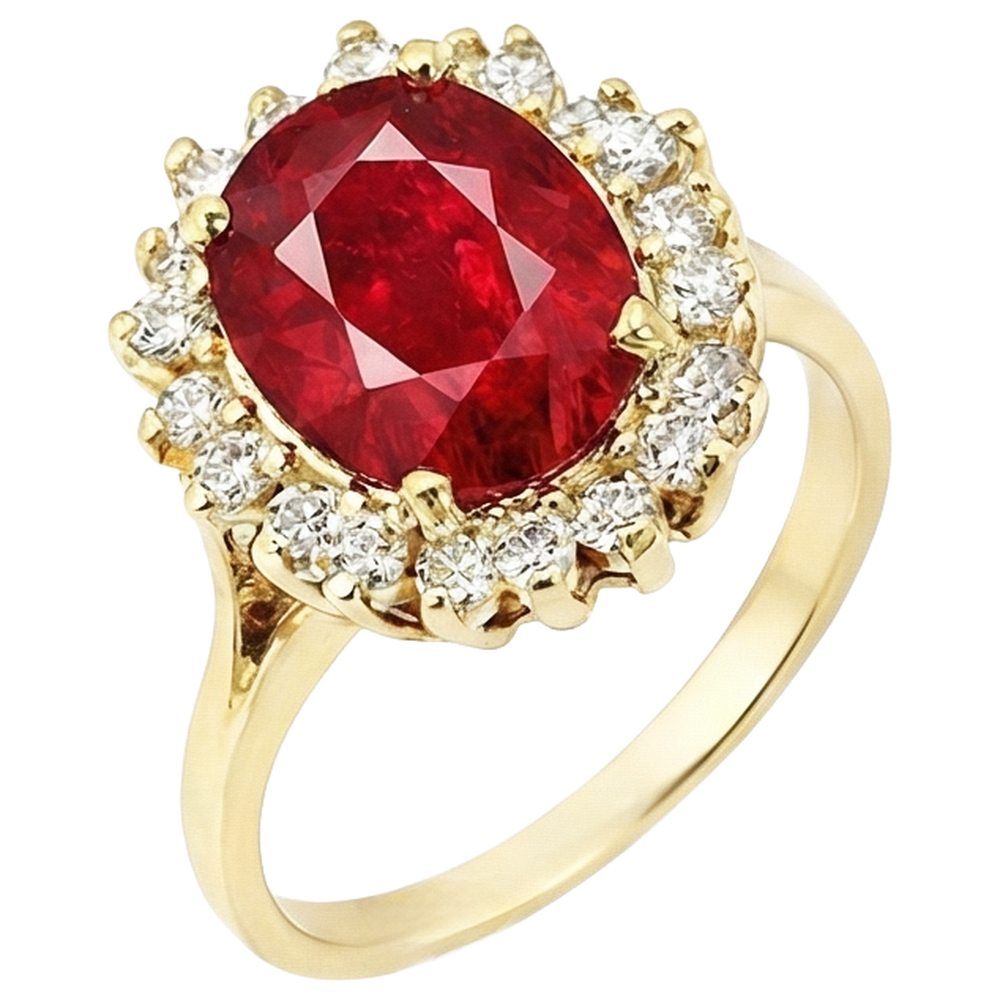 echter oval rubin 5.75Karat ring Seitenansicht