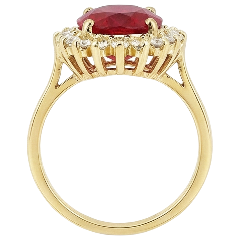 echter oval rubin 5.75Karat ring Draufsicht