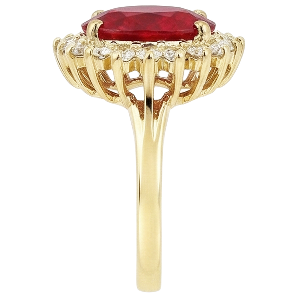 echter oval rubin 5.75Karat ring Profilansicht