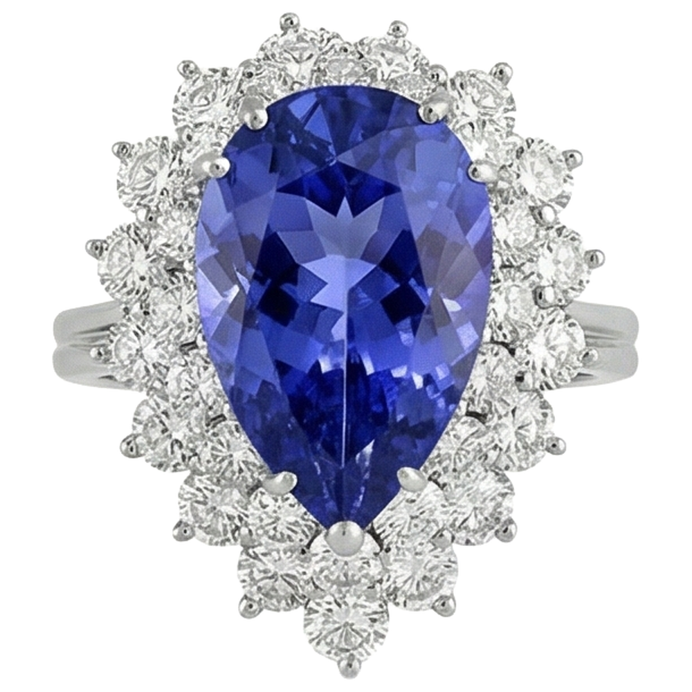 echter round tansanit 5.75Karat ring Seitenansicht