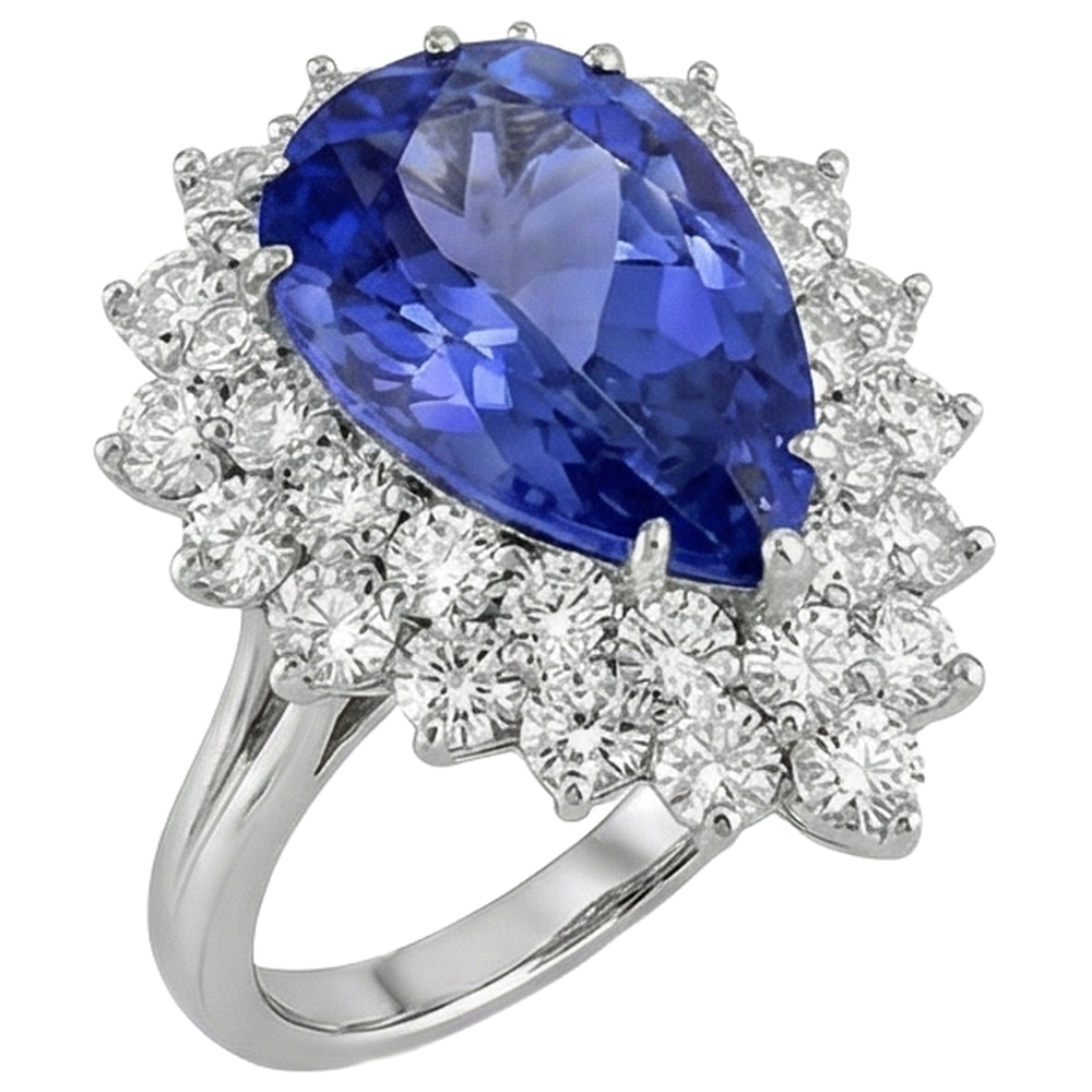 echter round tansanit 5.75Karat ring Detailansicht