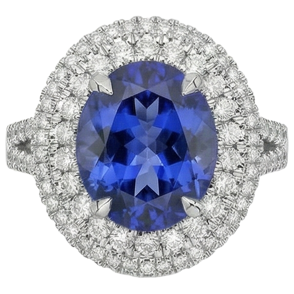 echter oval tansanit 5.90Karat ring Seitenansicht