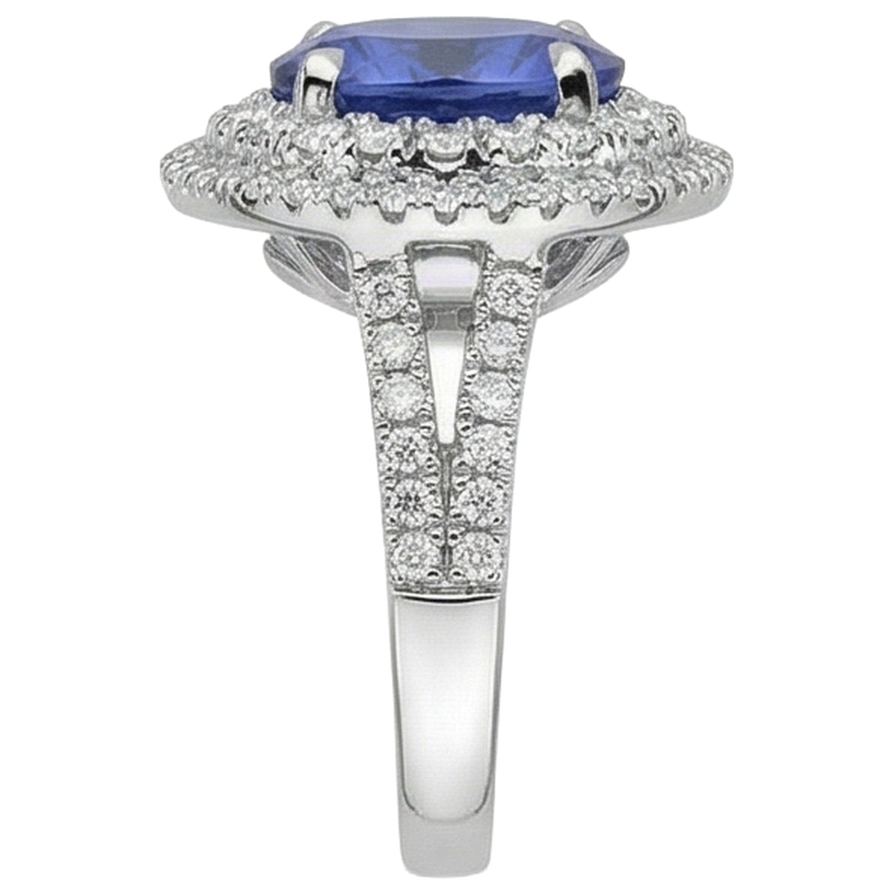 echter oval tansanit 5.90Karat ring auf Weiß