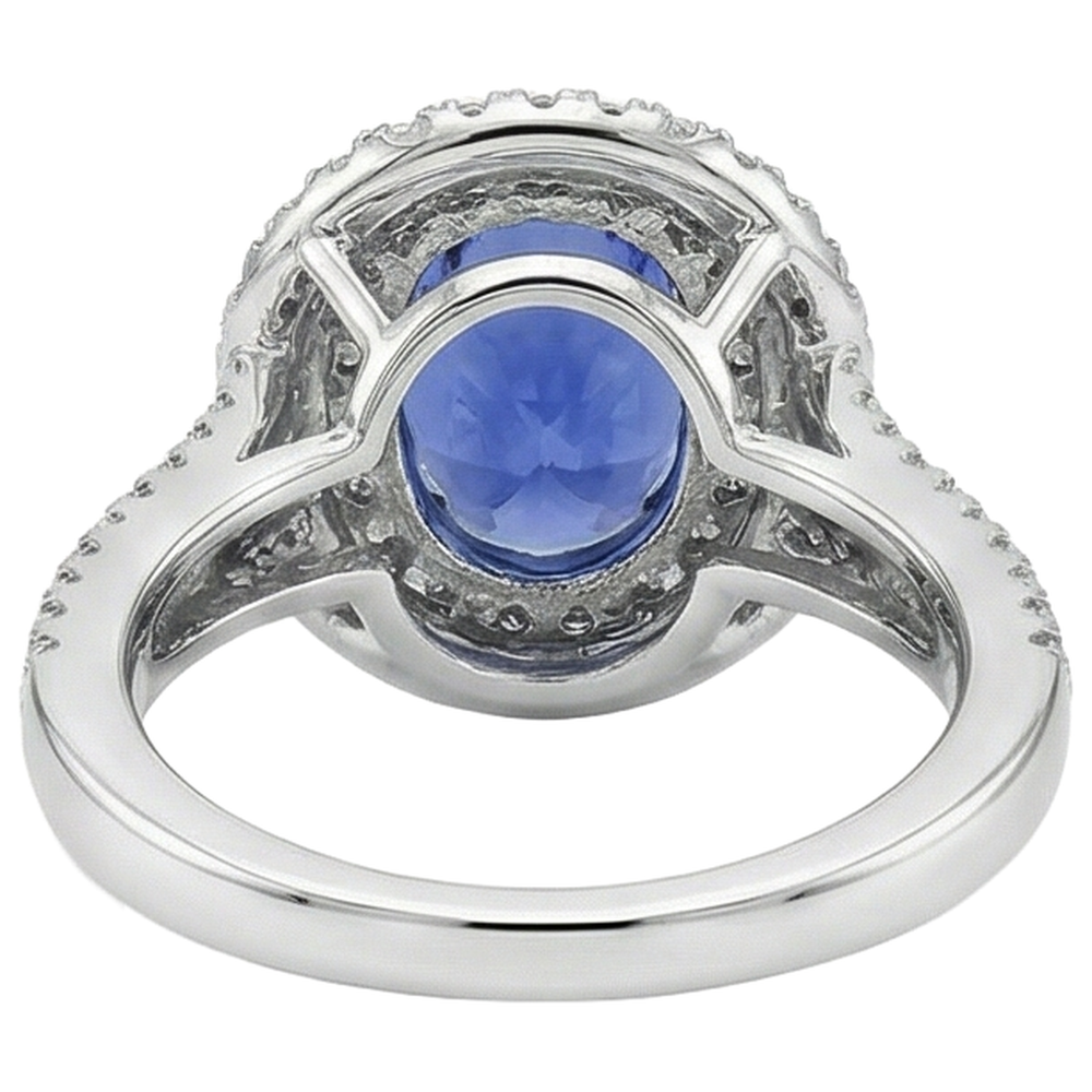 echter oval tansanit 5.90Karat ring mit Diamantbesatz