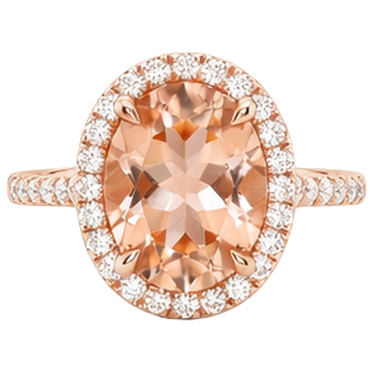 5,95 Karat Morganit und Aus der Erde Abgebauter Natürlicher Diamanten Ehering Roségold 14K