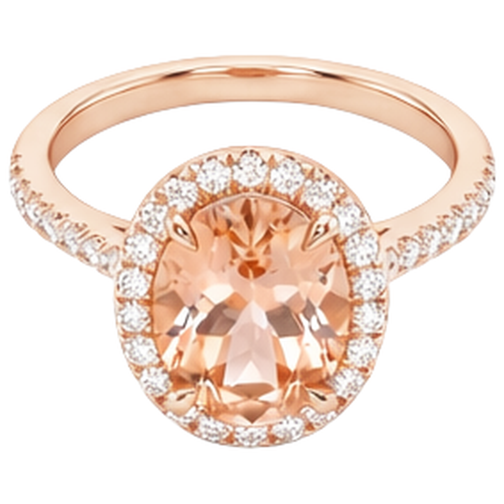 5,95 Karat Morganit und Aus der Erde Abgebauter Natürlicher Diamanten Ehering Roségold 14K