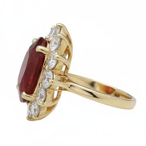5 Kt Roter Rubin Aus der Erde Abgebauter Natürlicher Diamant Ehering 14K Gelbgold