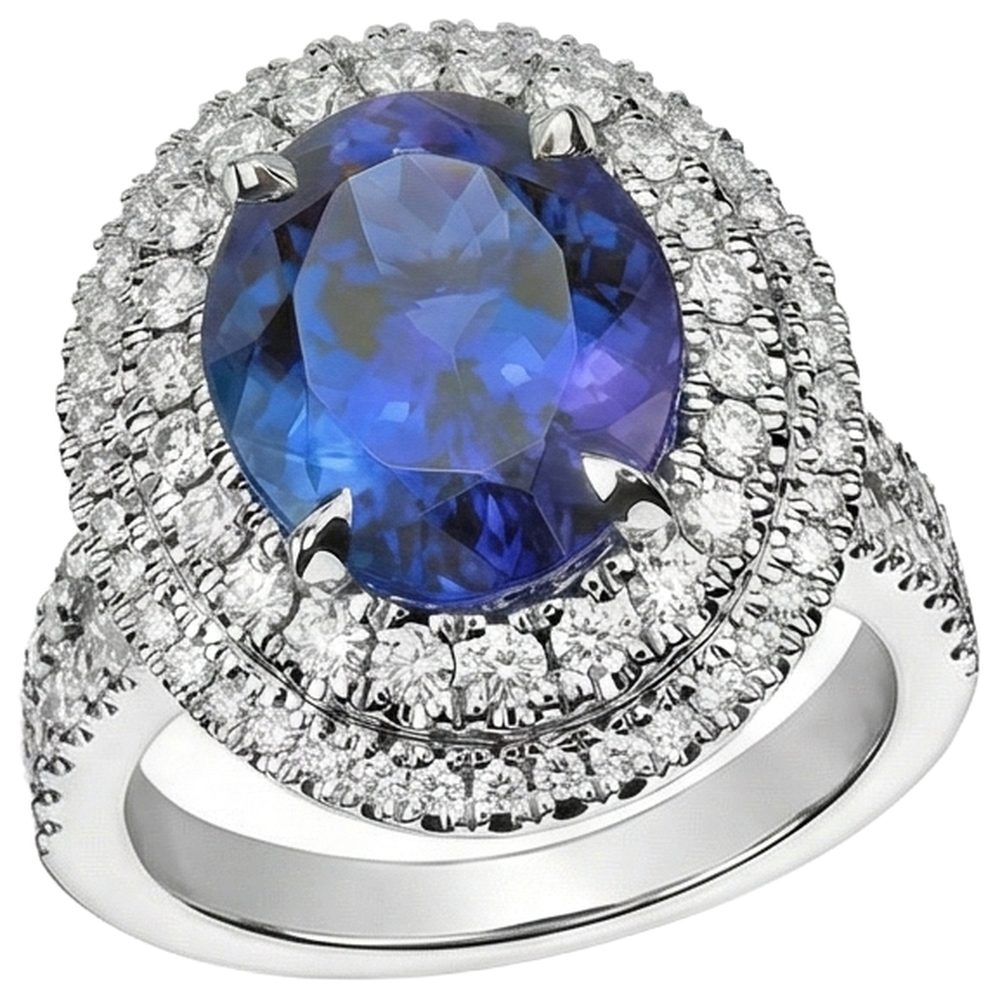 echter oval tansanit 6.15Karat ring Draufsicht