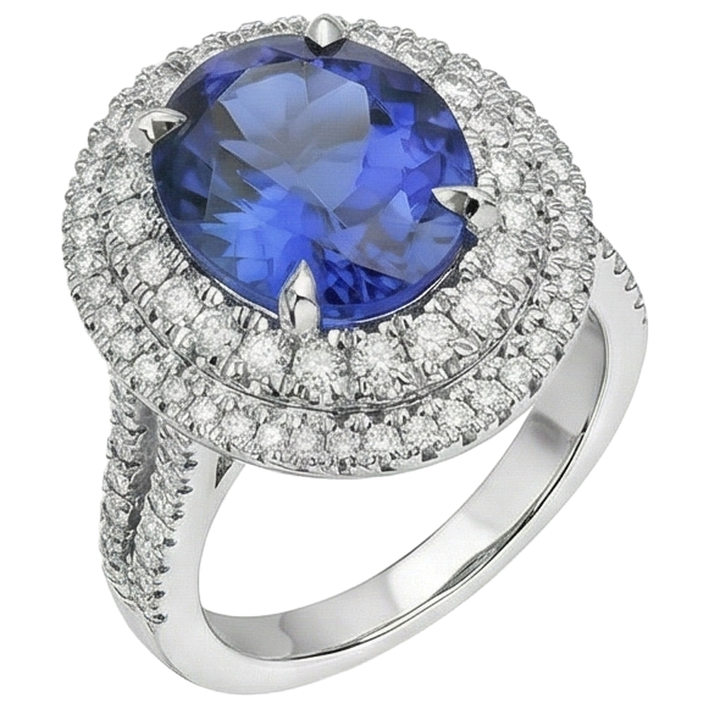 echter oval tansanit 6.15Karat ring Profilansicht