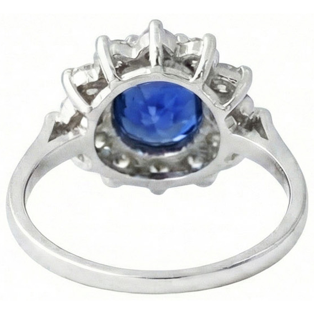 6.50 Karat Blume Sri Lanka Saphir Ring Aus der Erde Abgebauter Natürlicher Diamant Weißgold 14K