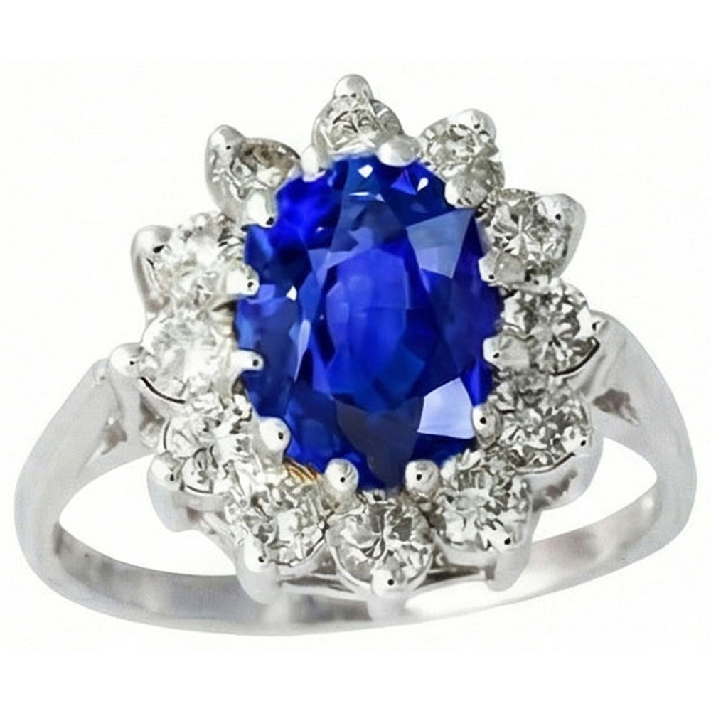 6.50 Karat Blume Sri Lanka Saphir Ring Aus der Erde Abgebauter Natürlicher Diamant Weißgold 14K