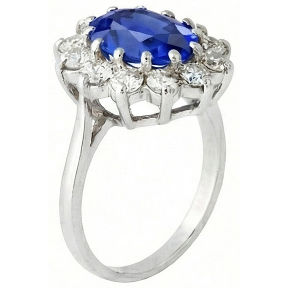 6.50 Karat Blume Sri Lanka Saphir Ring Aus der Erde Abgebauter Natürlicher Diamant Weißgold 14K