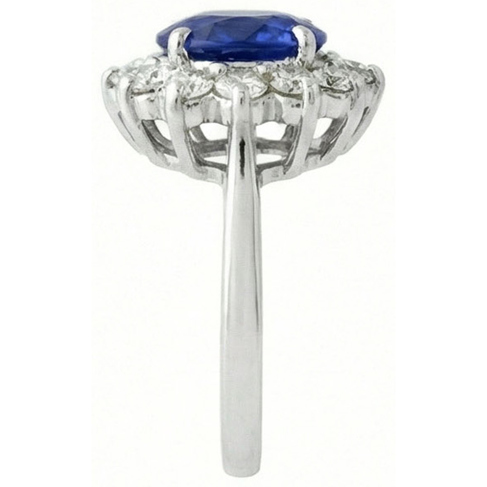 6.50 Karat Blume Sri Lanka Saphir Ring Aus der Erde Abgebauter Natürlicher Diamant Weißgold 14K