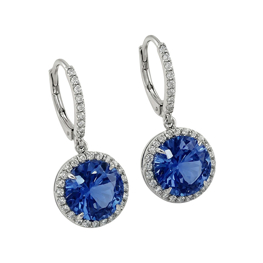 6.50 Karat Smaragd und Aus der Erde Abgebauter Natürlicher Diamant Ohrringe Weißgold 14K